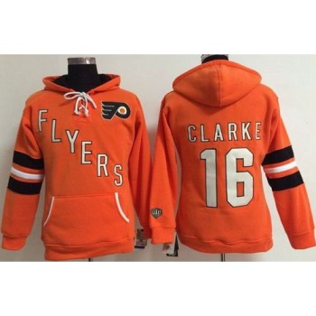 Philadelphia Flyers #16 Bobby Clarke Orange Women's Old Time Heidi NHL Hoodie Philadelphia Flyers #16 Bobby Clarke Orange Women's Old Time Heidi NHL Hoodie