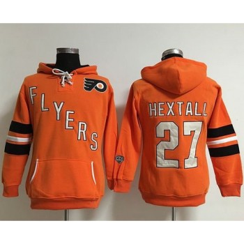 Philadelphia Flyers #27 Ron Hextall Orange Women's Old Time Heidi NHL Hoodie Philadelphia Flyers #27 Ron Hextall Orange Women's Old Time Heidi NHL Hoodie