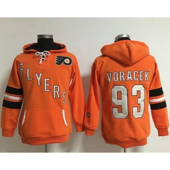 Philadelphia Flyers #93 Jakub Voracek Orange Women's Old Time Heidi NHL Hoodie Philadelphia Flyers #93 Jakub Voracek Orange Women's Old Time Heidi NHL Hoodie