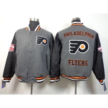 Philadelphia Flyers Blank Satin Button-Up Grey NHL Jacket Philadelphia Flyers Blank Satin Button-Up Grey NHL Jacket