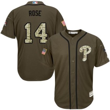 Phillies #14 Pete Rose Green Salute to Service Stitched MLB Jersey Phillies #14 Pete Rose Green Salute to Service Stitched MLB Jersey