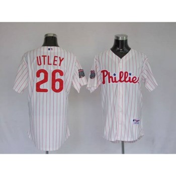 Phillies #26 Chase Utley Stitched White Red Strip MLB Jersey Phillies #26 Chase Utley Stitched White Red Strip MLB Jersey