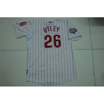 Phillies #26 Chase Utley Stitched White Red Strip Youth MLB Jersey Phillies #26 Chase Utley Stitched White Red Strip Youth MLB Jersey