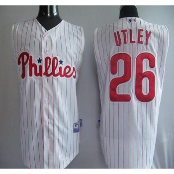Phillies #26 Chase Utley White(Red Strip) Vest Style Stitched MLB Jersey Phillies #26 Chase Utley White(Red Strip) Vest Style Stitched MLB Jersey