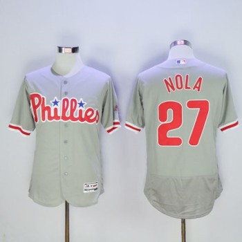 Phillies #27 Aaron Nola Grey Flexbase Authentic Collection Stitched MLB Jersey Phillies #27 Aaron Nola Grey Flexbase Authentic Collection Stitched MLB Jersey