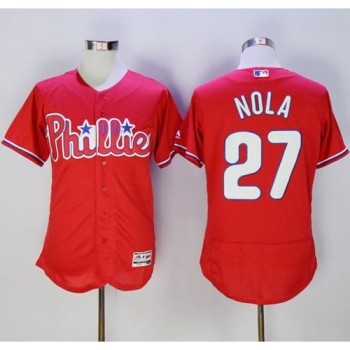 Phillies #27 Aaron Nola Red Flexbase Authentic Collection Stitched MLB Jersey Phillies #27 Aaron Nola Red Flexbase Authentic Collection Stitched MLB Jersey