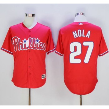 Phillies #27 Aaron Nola Red New Cool Base Stitched MLB Jersey Phillies #27 Aaron Nola Red New Cool Base Stitched MLB Jersey