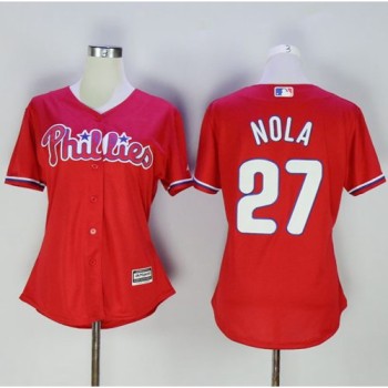 Phillies #27 Aaron Nola Red Women's Alternate Stitched MLB Jersey Phillies #27 Aaron Nola Red Women's Alternate Stitched MLB Jersey