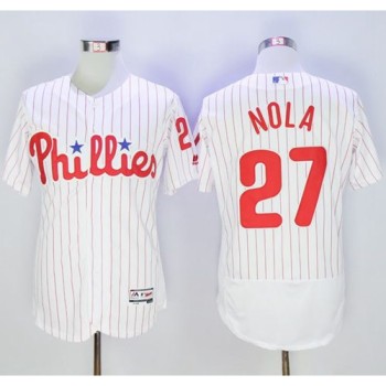 Phillies #27 Aaron Nola White(Red Strip) Flexbase Authentic Collection Stitched MLB Jersey Phillies #27 Aaron Nola White(Red Strip) Flexbase Authentic Collection Stitched MLB Jersey