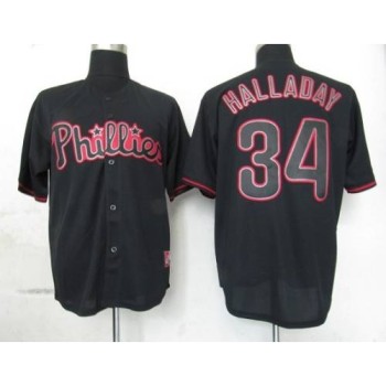 Phillies #34 Roy Halladay Black Fashion Stitched MLB Jersey Phillies #34 Roy Halladay Black Fashion Stitched MLB Jersey