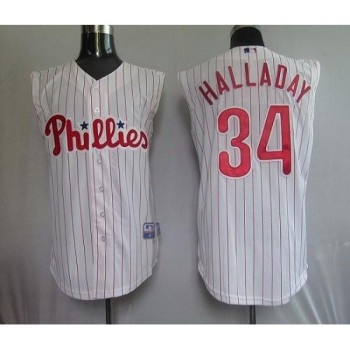 Phillies #34 Roy Halladay White(Red Strip) Vest Style Stitched MLB Jersey Phillies #34 Roy Halladay White(Red Strip) Vest Style Stitched MLB Jersey