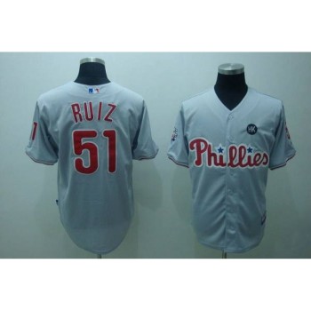 Phillies #51 Carlos Ruiz Stitched Grey MLB Jersey Phillies #51 Carlos Ruiz Stitched Grey MLB Jersey