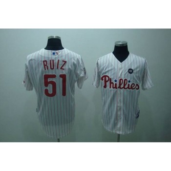 Phillies #51 Carlos Ruiz Stitched White Red Strip MLB Jersey Phillies #51 Carlos Ruiz Stitched White Red Strip MLB Jersey