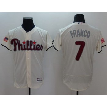Phillies #7 Maikel Franco Cream Fashion Stars & Stripes Flexbase Authentic Stitched MLB Jersey Phillies #7 Maikel Franco Cream Fashion Stars & Stripes Flexbase Authentic Stitched MLB Jersey