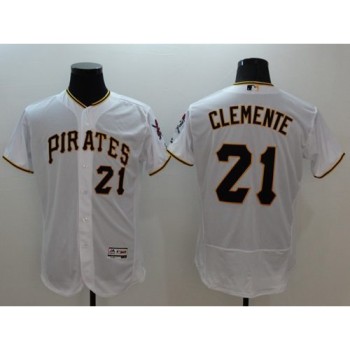Pirates #21 Roberto Clemente White Flexbase Authentic Collection Stitched MLB Jersey Pirates #21 Roberto Clemente White Flexbase Authentic Collection Stitched MLB Jersey