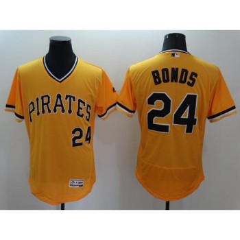 Pirates #24 Barry Bonds Gold Flexbase Authentic Collection Cooperstown Stitched MLB Jersey Pirates #24 Barry Bonds Gold Flexbase Authentic Collection Cooperstown Stitched MLB Jersey