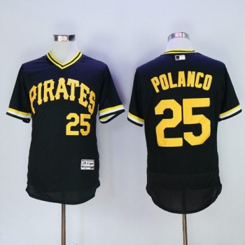 Pirates #25 Gregory Polanco Black Flexbase Authentic Collection Cooperstown Stitched MLB Jersey Pirates #25 Gregory Polanco Black Flexbase Authentic Collection Cooperstown Stitched MLB Jersey