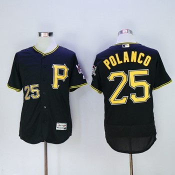 Pirates #25 Gregory Polanco Black Flexbase Authentic Collection Stitched MLB Jersey Pirates #25 Gregory Polanco Black Flexbase Authentic Collection Stitched MLB Jersey