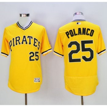 Pirates #25 Gregory Polanco Gold Flexbase Authentic Collection Cooperstown Stitched MLB Jersey Pirates #25 Gregory Polanco Gold Flexbase Authentic Collection Cooperstown Stitched MLB Jersey