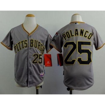 Pirates #25 Gregory Polanco Grey Cool Base Stitched Youth MLB Jersey Pirates #25 Gregory Polanco Grey Cool Base Stitched Youth MLB Jersey