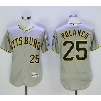 Pirates #25 Gregory Polanco Grey Flexbase Authentic Collection Stitched MLB Jersey Pirates #25 Gregory Polanco Grey Flexbase Authentic Collection Stitched MLB Jersey