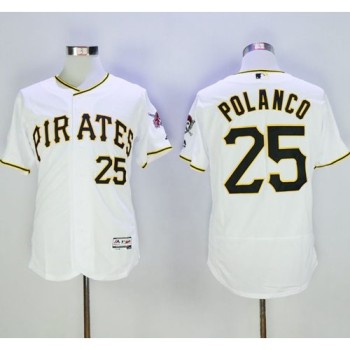 Pirates #25 Gregory Polanco White Flexbase Authentic Collection Stitched MLB Jersey Pirates #25 Gregory Polanco White Flexbase Authentic Collection Stitched MLB Jersey