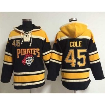Pirates #45 Gerrit Cole Black Sawyer Hooded Sweatshirt MLB Hoodie Pirates #45 Gerrit Cole Black Sawyer Hooded Sweatshirt MLB Hoodie