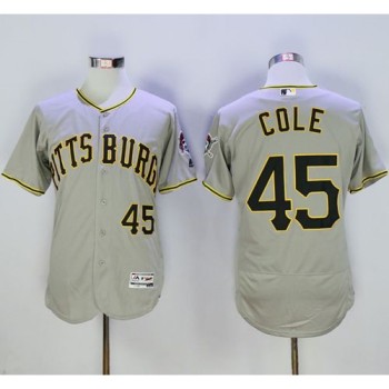 Pirates #45 Gerrit Cole Grey Flexbase Authentic Collection Stitched MLB Jersey Pirates #45 Gerrit Cole Grey Flexbase Authentic Collection Stitched MLB Jersey