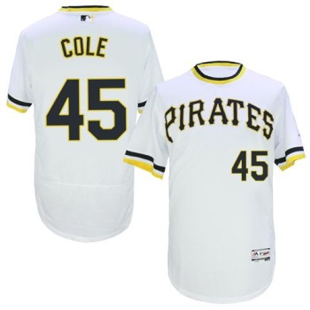 Pirates #45 Gerrit Cole White Flexbase Authentic Collection Cooperstown Stitched MLB Jersey Pirates #45 Gerrit Cole White Flexbase Authentic Collection Cooperstown Stitched MLB Jersey