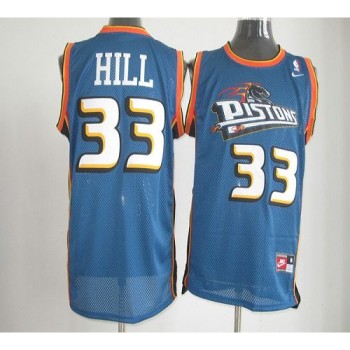 Pistons #33 Hill Blue Throwback Stitched NBA Jersey Pistons #33 Hill Blue Throwback Stitched NBA Jersey