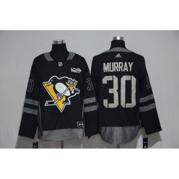 Pittsburgh Penguins #30 Matt Murray Black Men's 1917-2017 100th Anniversary  Stitched NHL Jersey