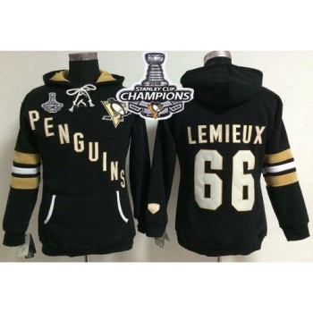 Pittsburgh Penguins #66 Mario Lemieux Black 2016 Stanley Cup Champions Women's Old Time Heidi NHL Hoodie Pittsburgh Penguins #66 Mario Lemieux Black 2016 Stanley Cup Champions Women's Old Time Heidi NHL Hoodie