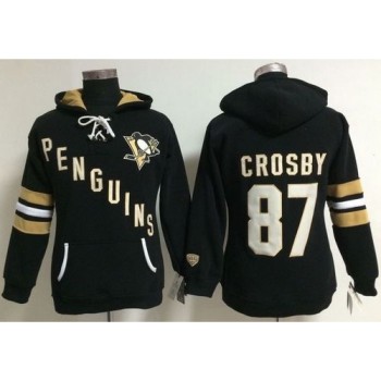 Pittsburgh Penguins #87 Sidney Crosby Black Women's Old Time Heidi NHL Hoodie