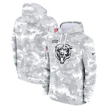 Youth Chicago Bears White/Gray 2024 Salute To Service Pullover Hoodie Youth Chicago Bears White/Gray 2024 Salute To Service Pullover Hoodie