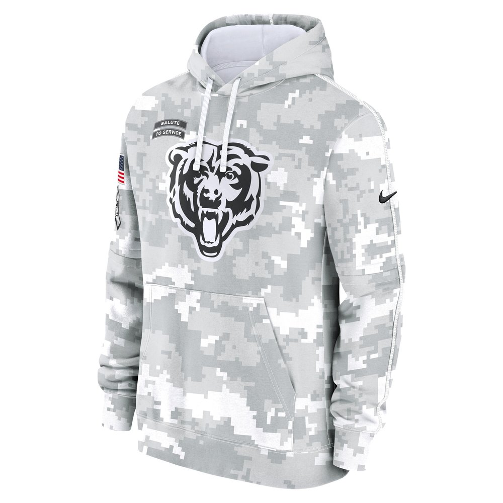 Youth Chicago Bears White/Gray 2024 Salute To Service Pullover Hoodie