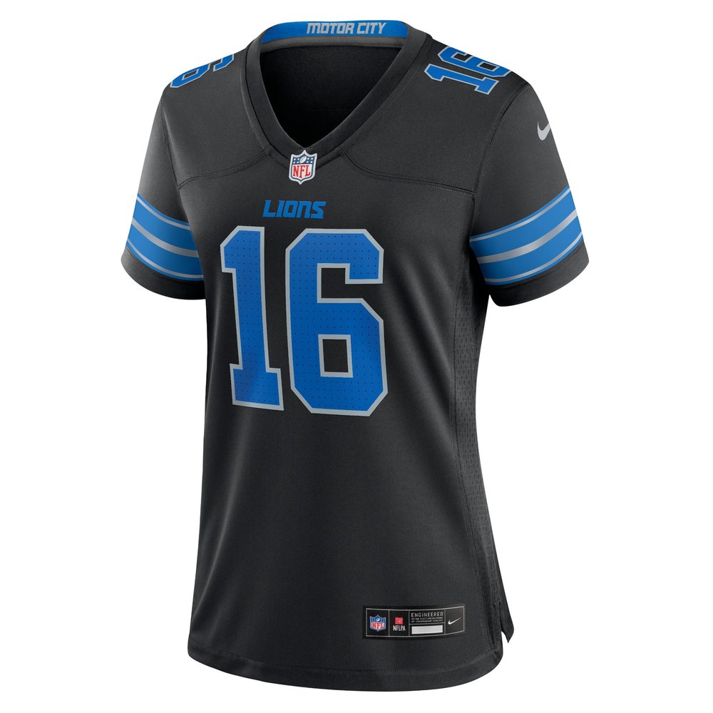Women's Detroit Lions #16 Jared Goff Black 2nd Alternate Game Jersey