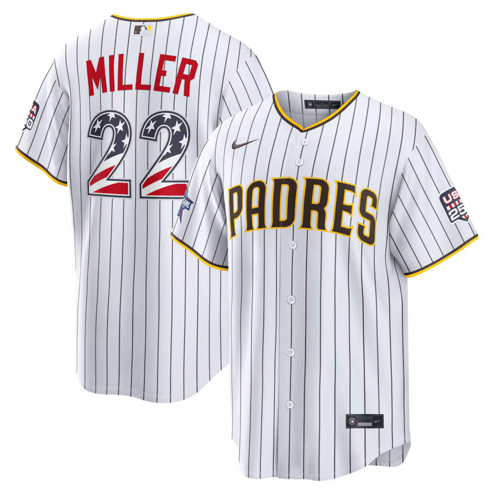 Men's San Diego Padres #22 Mason Miller Nike White 2026 All-Star Edition Stars & Stripes Stadium Jersey Men's San Diego Padres #22 Mason Miller Nike White 2026 All-Star Edition Stars & Stripes Stadium Jersey