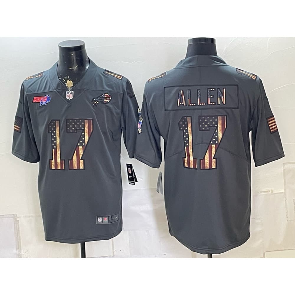 Youth Buffalo Bills #17 Josh Allen Grey USA Flag Vapor Limited Jersey Youth Buffalo Bills #17 Josh Allen Grey USA Flag Vapor Limited Jersey