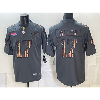 Men's Buffalo Bills #17 Josh Allen Grey USA Flag Vapor Limited Jersey