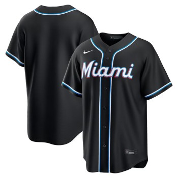 Men's Miami Marlins Fashion Replica Black Out Jersey Men's Miami Marlins Fashion Replica Black Out Jersey