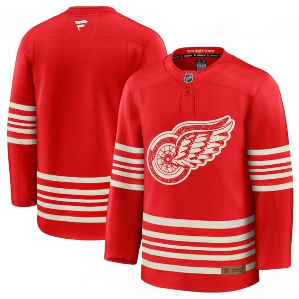 Men's Detroit Red Wings Blank Red 2025 Centennial Premium Stitched Hockey Premium Jersey