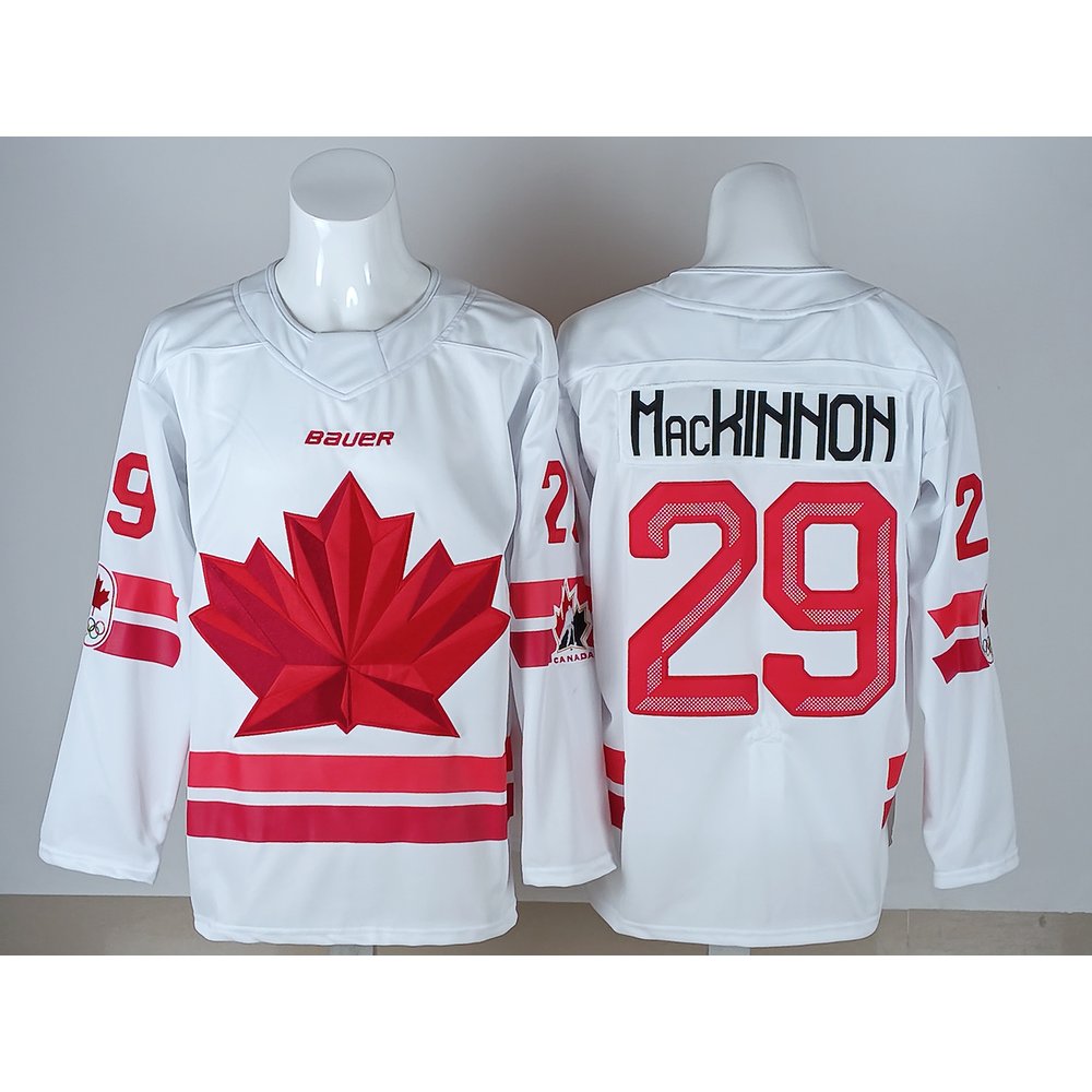 Youth Canada Hockey #29 Nathan MacKinnon White 2026 Away Replica Jersey