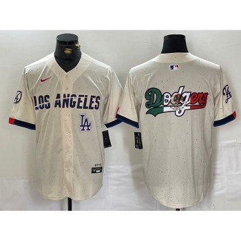 Men's Los Angeles Dodgers Team Big Logo Cream Stitched Baseball Jersey Men's Los Angeles Dodgers Team Big Logo Cream Stitched Baseball Jersey