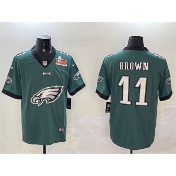 Men's Philadelphia Eagles #11 A. J. Brown Green 2025 Super Bowl LIX Patch Team Big Logo Vapor Untouchable Limited Stitched Football Jersey Men's Philadelphia Eagles #11 A. J. Brown Green 2025 Super Bowl LIX Patch Team Big Logo Vapor Untouchable Limited Stitched Football Jersey
