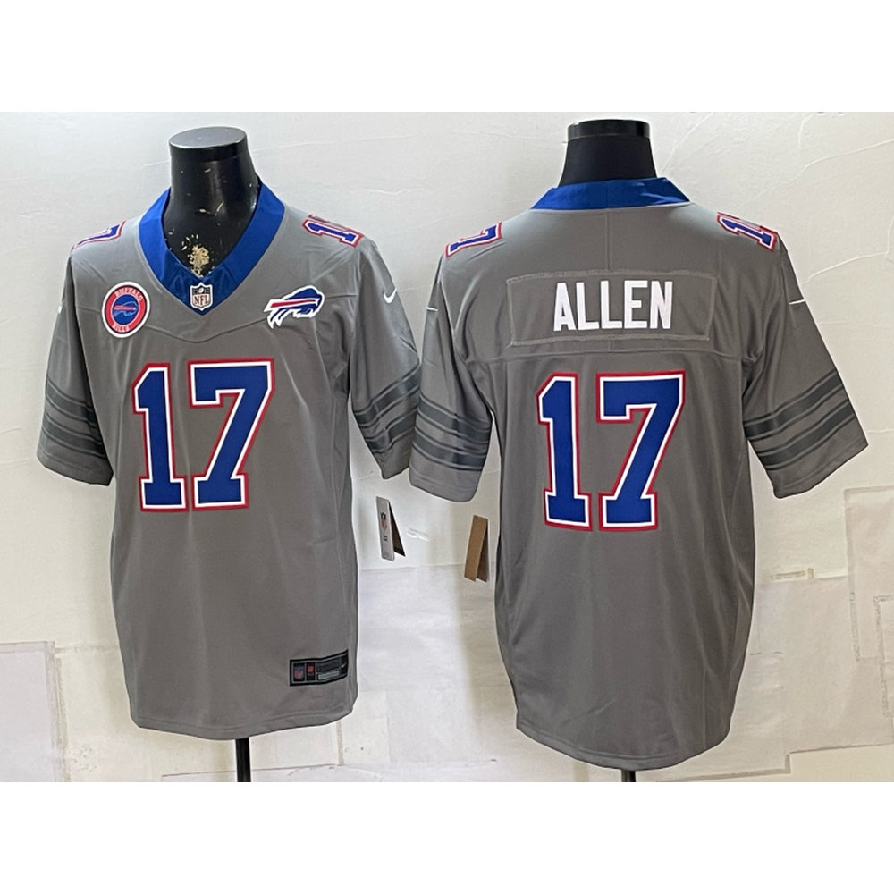 Men's Buffalo Bills #17 Josh Allen Nike Gray Vapor F.U.S.E. Limited Jersey