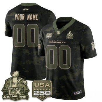 Youth Seattle Seahawks Camo 2026 Salute to Service Edition Vapor F.U.S.E. Limited Custom Jersey Youth Seattle Seahawks Camo 2026 Salute to Service Edition Vapor F.U.S.E. Limited Custom Jersey