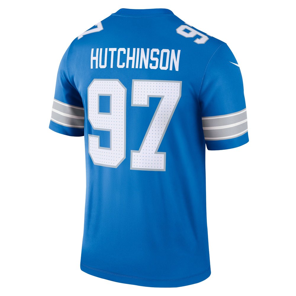 Men's Detroit Lions #97 Aidan Hutchinson Blue Legend Jersey