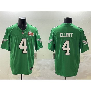 Men's Philadelphia Eagles #4 Jake Elliott Green 2025 Super Bowl LIX Patch F.U.S.E. Throwback Vapor Untouchable Limited Stitched Football Jersey Men's Philadelphia Eagles #4 Jake Elliott Green 2025 Super Bowl LIX Patch F.U.S.E. Throwback Vapor Untouchable Limited Stitched Football Jersey