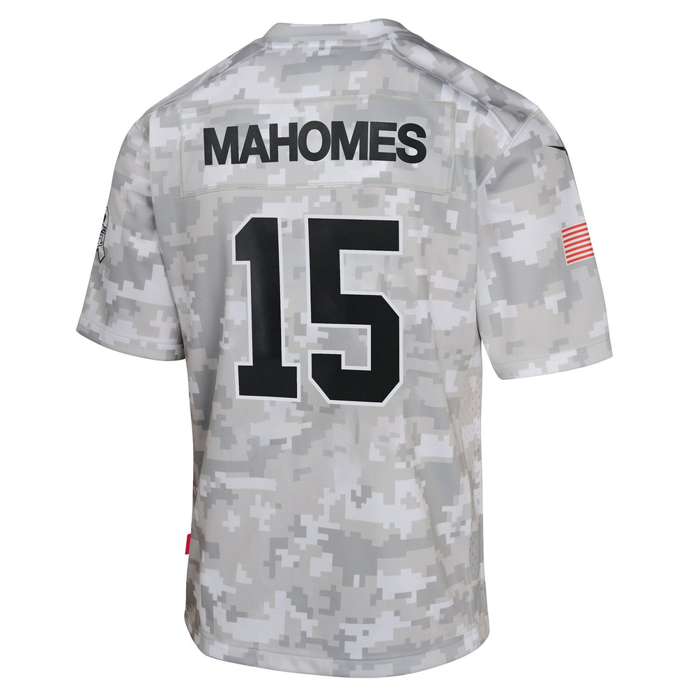 Youth Kansas City Chiefs #15 Patrick Mahomes Arctic Camo 2024 Salute to Service Game Jersey Youth Kansas City Chiefs #15 Patrick Mahomes Arctic Camo 2024 Salute to Service Game Jersey
