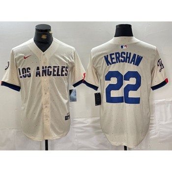 Men's Los Angeles Dodgers #22 Clayton Kershaw Cream Stitched Baseball Jersey Men's Los Angeles Dodgers #22 Clayton Kershaw Cream Stitched Baseball Jersey